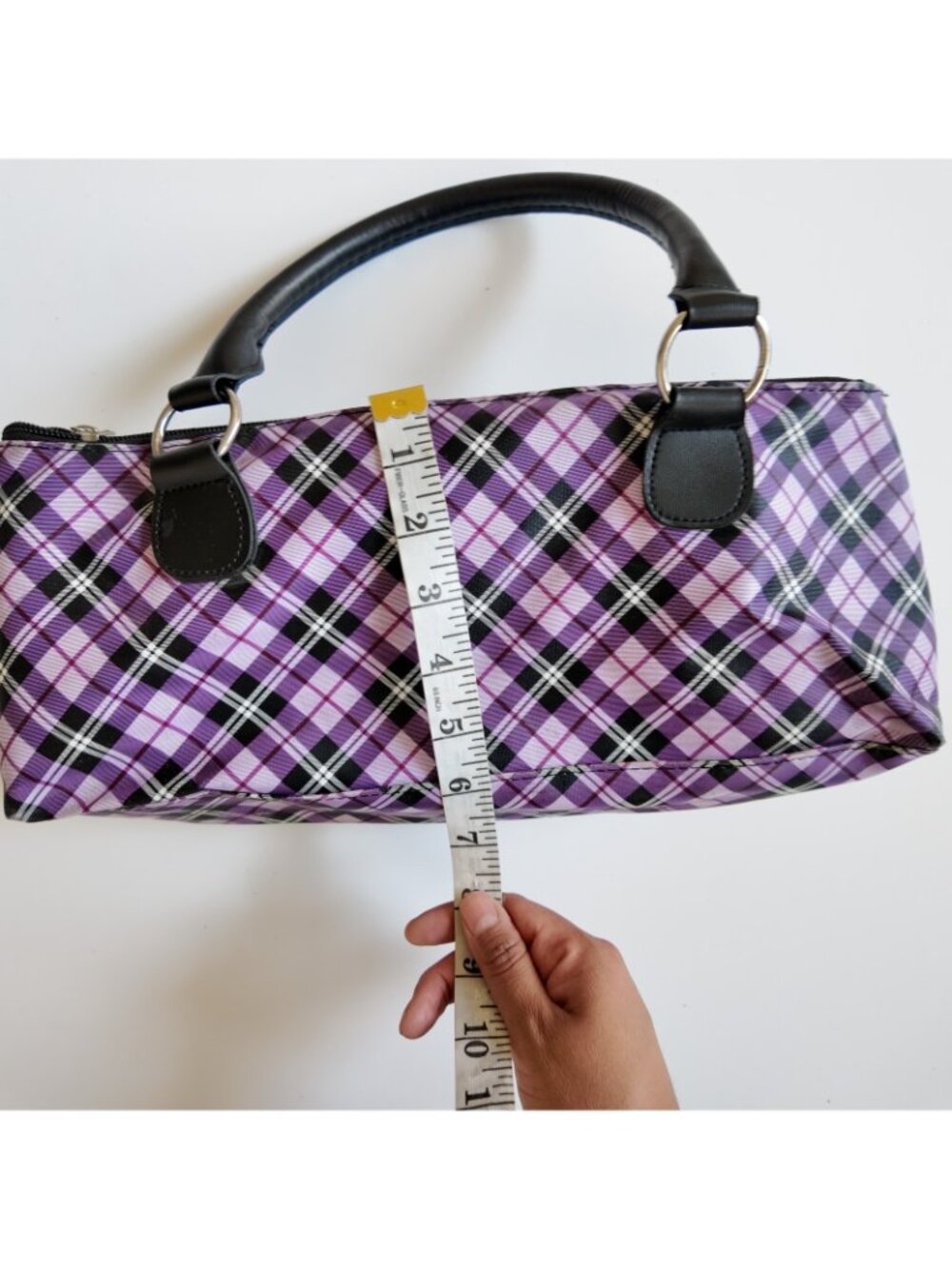 y2k plaid shoulder bag purple / Lunch box / wine bag vintage 2000s - Picture 5 of 6